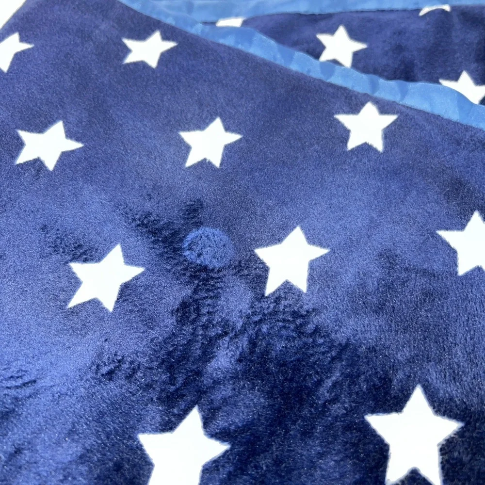 Cloud Island Puppy Dog Baby Large Blanket Lovey Navy Blue White Stars 28